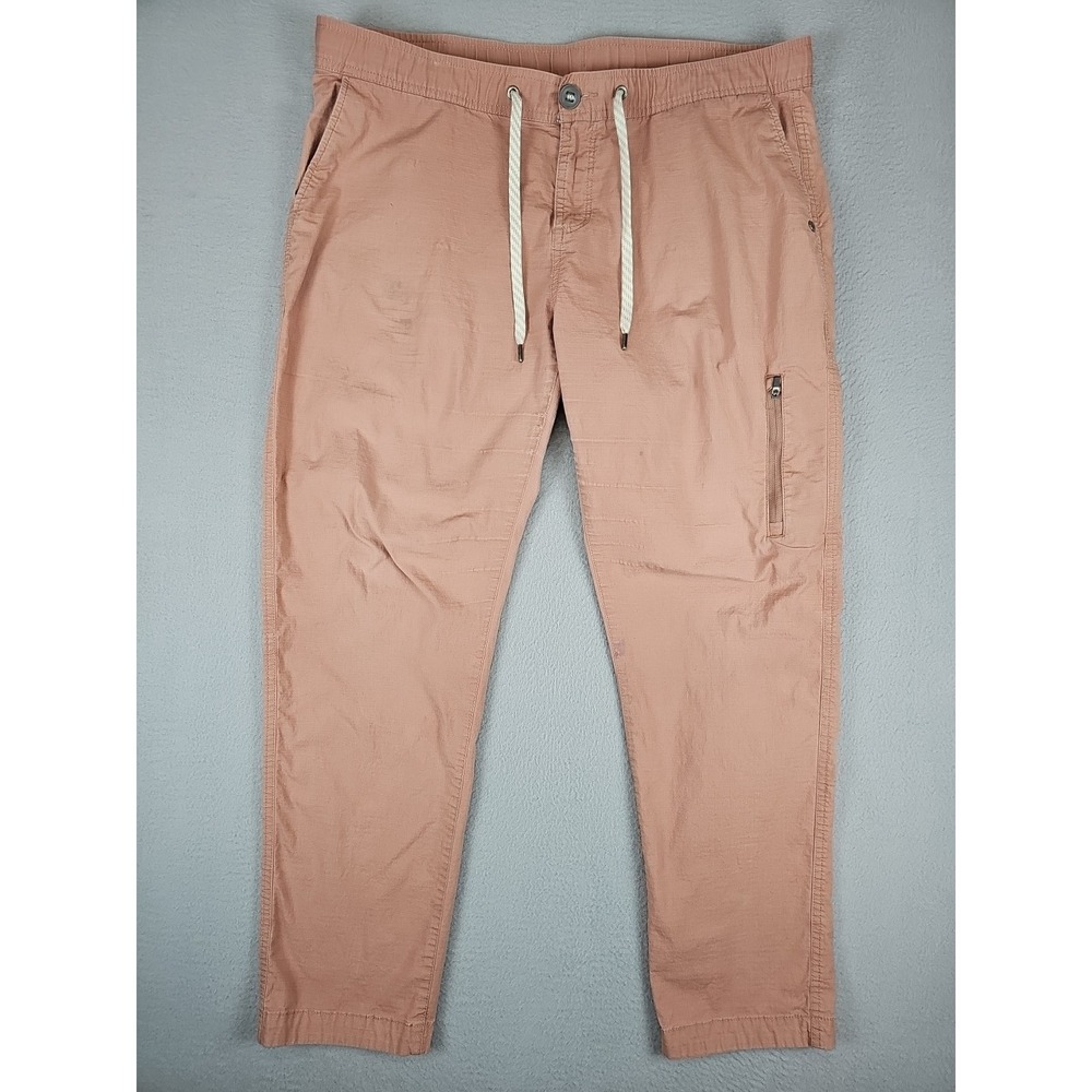 VUORI Pants Men's Size XL 36x27 Dusty Rose Ripstop Drawstring Hiking *Stains*